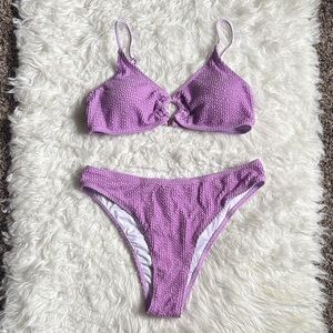 NWOT Yimisan Women’s 2 Piece Light Purple Textured Bikini Swim Set Size M